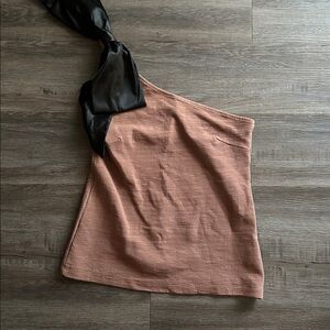 Maeve Asymmetrical Tank Top in Black and Brown